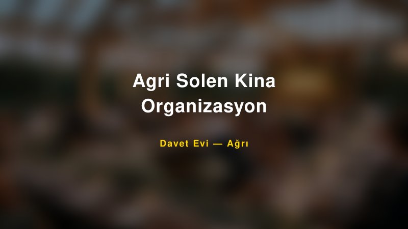 Agri Solen Kina Organizasyon Nişan ve Davet Organizasyonu İpuçları